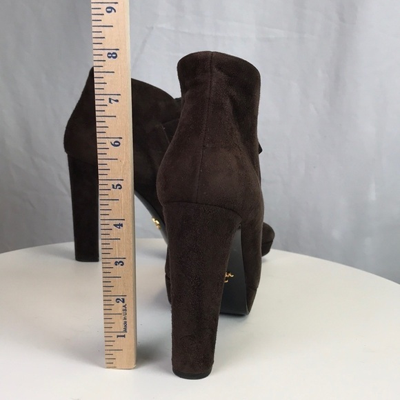 Prada Suede Heeled Booties with Front Buckle Size 10 - Picture 6 of 12